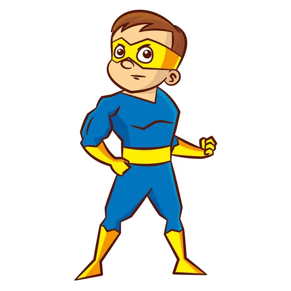 Superhéroe niño Personaje de dibujos animados — Vector de stock