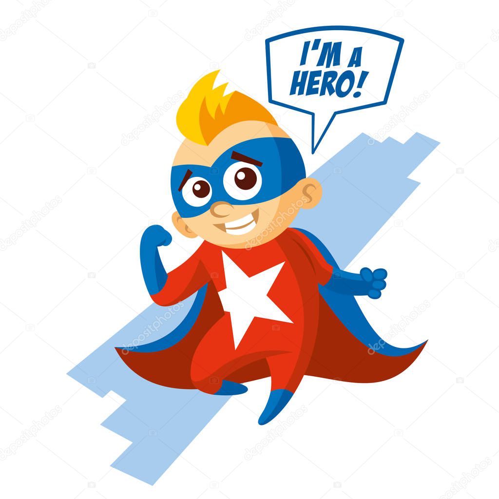 Super hero boy Cartoon character Isolated Vector illustration