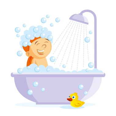 Kız banyo vektör çizim