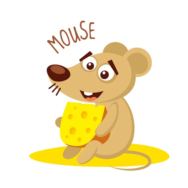 Ratón con queso Vector ilustración aislado — Archivo Imágenes Vectoriales