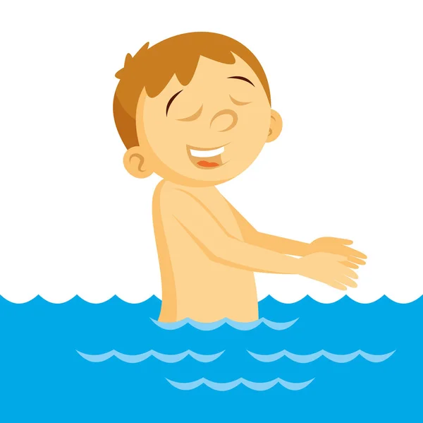 Little boy dives into the water Vector — Stock Vector
