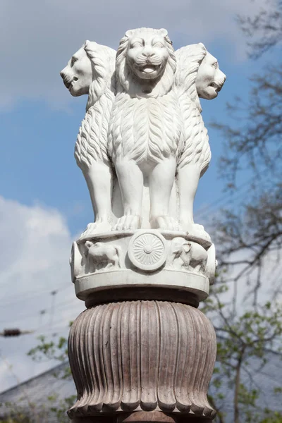 India Címere Lion Capital Ashoka Sarnath Pillére — Stock Fotó