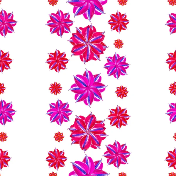 縦縞シームレス花柄コラージュ — ストック写真