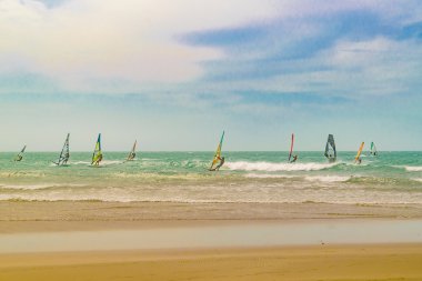 Windsurfing at Jericoacoara Beach Brazil clipart