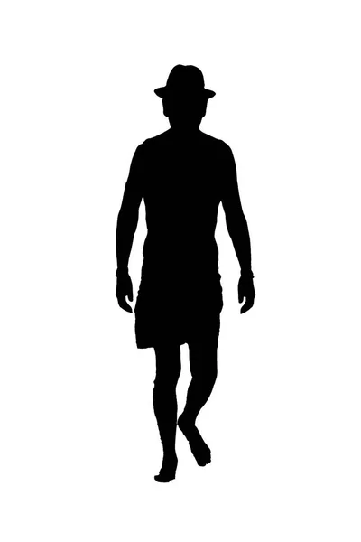 Front View Man with Hat Silhouette Isolated — Stock Photo, Image