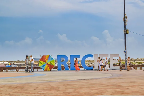 Cartas do Recife na Praça Marco Zero Recife Brasil — Fotografia de Stock