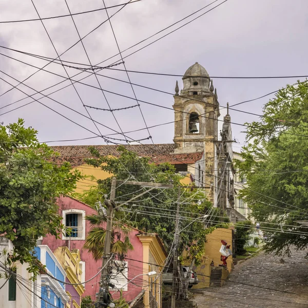 Exteriör fasad antik koloniala kyrka Olinda Brasilien — Stockfoto