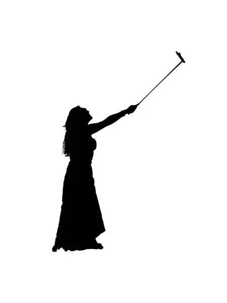 Femme prenant une silhouette selfie Illustration — Photo