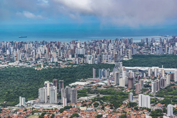Légifelvételek ablak sík Fortaleza térképén — Stock Fotó