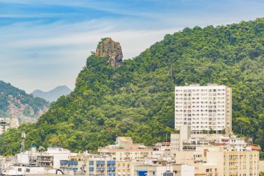 Modern binalar ve yapraklı dağ Rio de Janeiro Brezilya