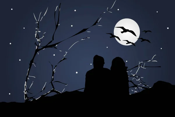 Couple Silhouette Watching the View — Stock Photo, Image