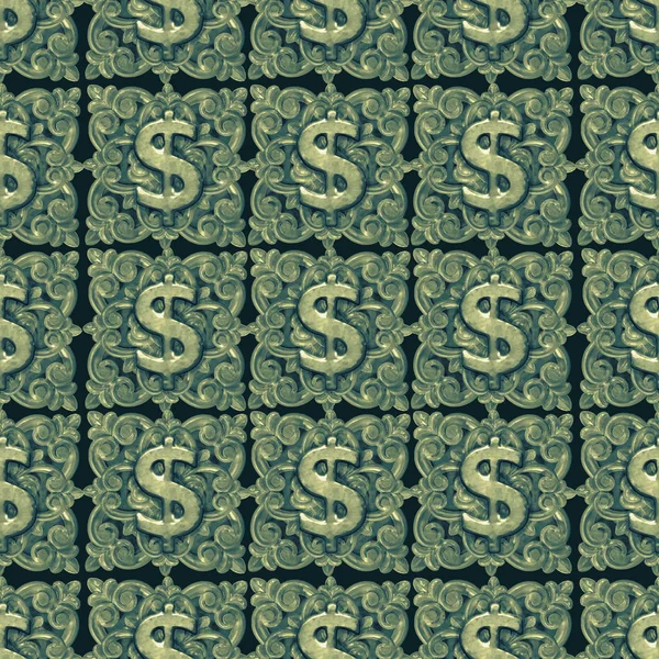 Pengar Symbol utsmyckade sömlösa mönster — Stockfoto