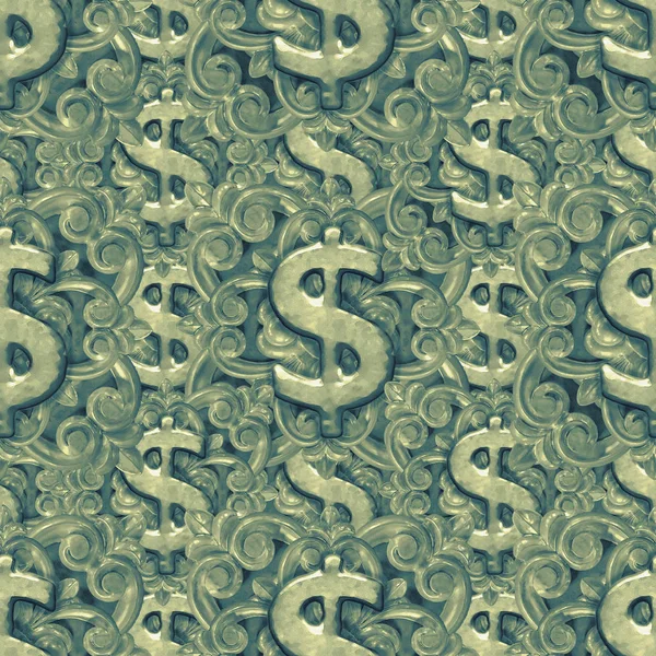 Money Symbol Ornate Seamless Pattern — Stock Photo, Image