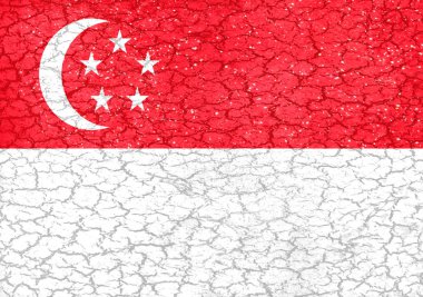 Grunge tarzı Singapur ulusal bayrak