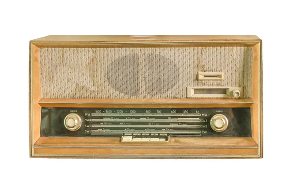 Vorderseite altes Radio isoliert — Stockfoto