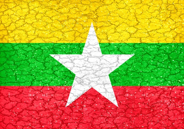 Grunge στυλ Μιανμάρ εθνική σημαία — Φωτογραφία Αρχείου