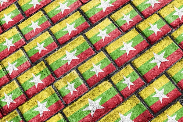 Myanmar vlag stedelijke Grunge patroon — Stockfoto