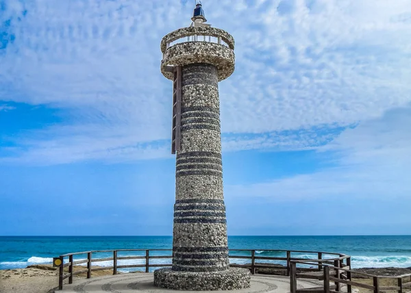Salinas Lighthouse at La Chocolatera Viewpoint Ecuador — Stock Photo, Image