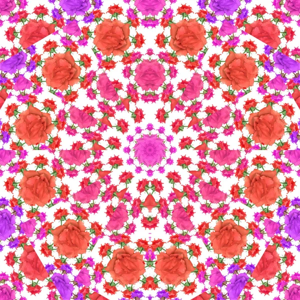 Mehrfarbige Blumen Collage nahtloses Muster — Stockfoto