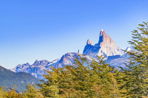 Fitz Roy i Poincenot góry jezioro Zobacz Argentin - Patagonia - — Zdjęcie stockowe