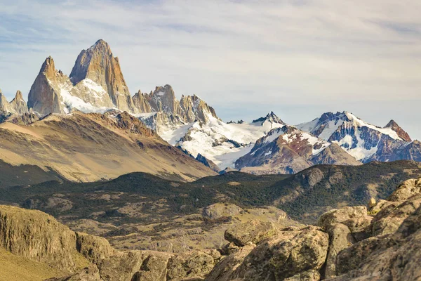 Fitz Roy en Poincenot bergen, Patagonië - Argentinië — Stockfoto