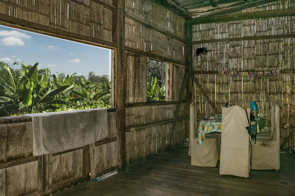 Casa de caña ecuatoriana tradicional Vista interior —  Fotos de Stock
