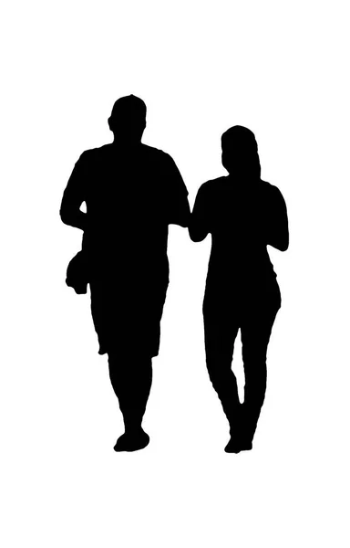 Couple marche silhouette — Photo