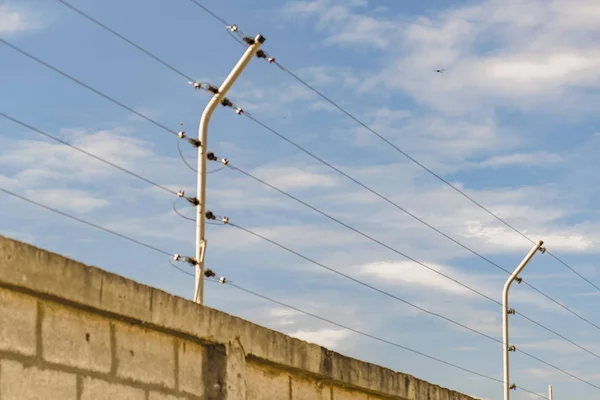 Betonwand mit Stromkabeln — Stockfoto