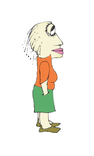 Aburrido rastafari cabello mujer carácter dibujo — Foto de Stock