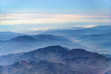 Şili Andes Dağları havadan görünümü