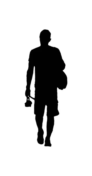 Isolated Silhouette Man Walking Back View — Stock Photo, Image