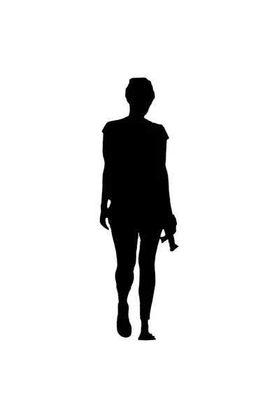 Isolated Silhouette Woman Walking Back View — Stock Photo, Image