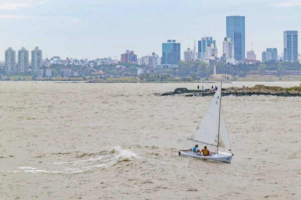 Sailboat at River, Montevideo, Uruguay — Stock Photo, Image