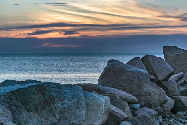 Cena do pôr do sol da costa, Montevidéu, Uruguai — Fotografia de Stock