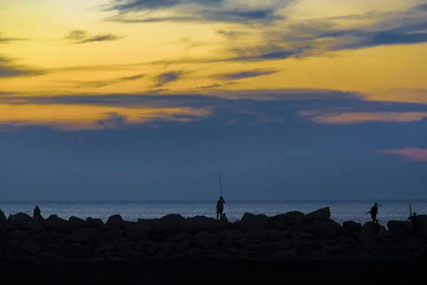 Scena del tramonto al fiume, Montevideo, Uruguay — Foto Stock