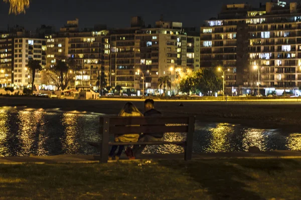 Montevideo Paesaggio urbano Scena notturna — Foto Stock