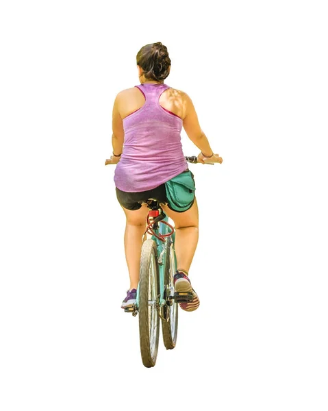 Isolerade foto vuxen kvinna cyklar — Stockfoto