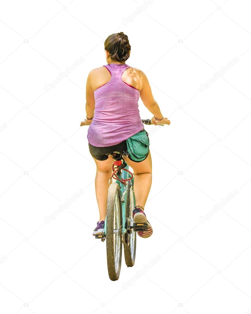 Isolated Photo Adult Woman Riding Bicycle