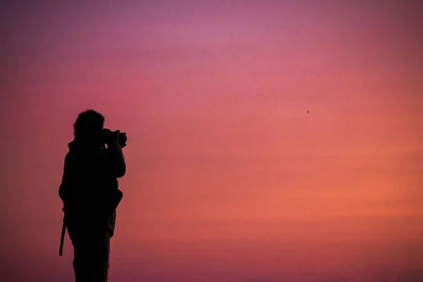 Photographer Taking Photo Silhouette — Stock Photo, Image