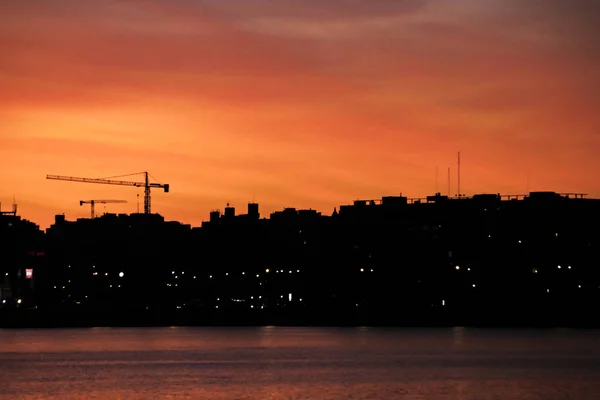 Cityscape Sunset Scene, Montevideo, Uruguay – stockfoto