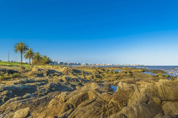 Rotsachtige kust scène, Montevideo, Uruguay — Stockfoto