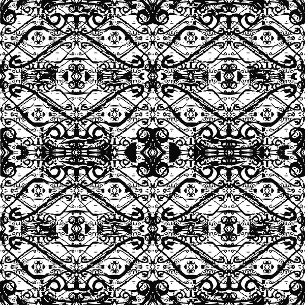 Black and White sierlijke mozaïek naadloze Pattern — Stockfoto