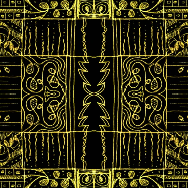 Dark Tribal Ornate Seamless Mosaic — Stock Photo, Image