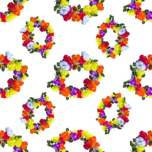 Multicolored Wreaths Motif Seamless Pattern — Stock Photo, Image