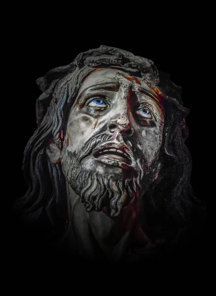 Cara de Jesuscristo Cartaz escuro — Fotografia de Stock