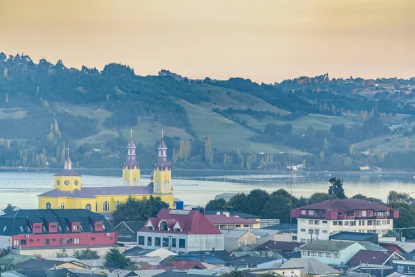 鸟瞰卡斯特罗市, Chiloe 岛, 智利 — 图库照片