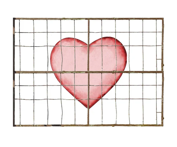 Coeur derrière les barreaux Love Concept Contexte — Photo