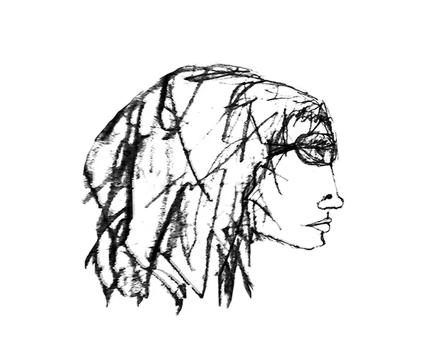 Dibujo de retrato de vista lateral mujer —  Fotos de Stock