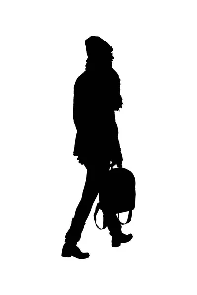 Silhouette grafica donna con borsa Walking — Foto Stock