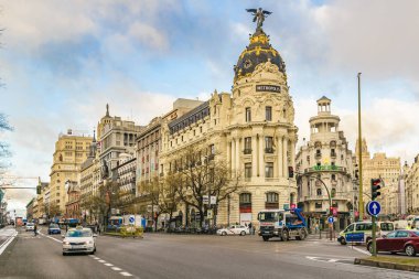 Gran via street, madrid, İspanya